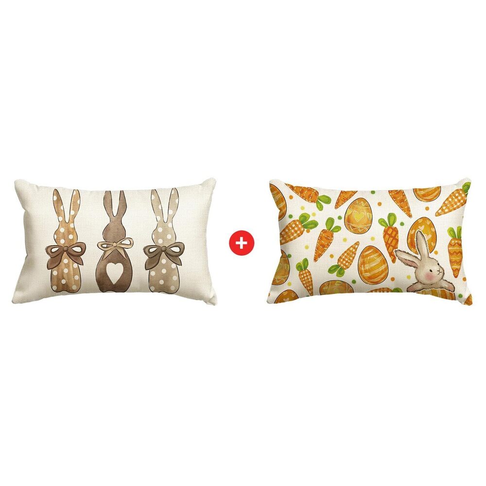 3932 Easter Rabbits Throw Pillow Cover, 12 x 20 Inch Spring Holiday Party